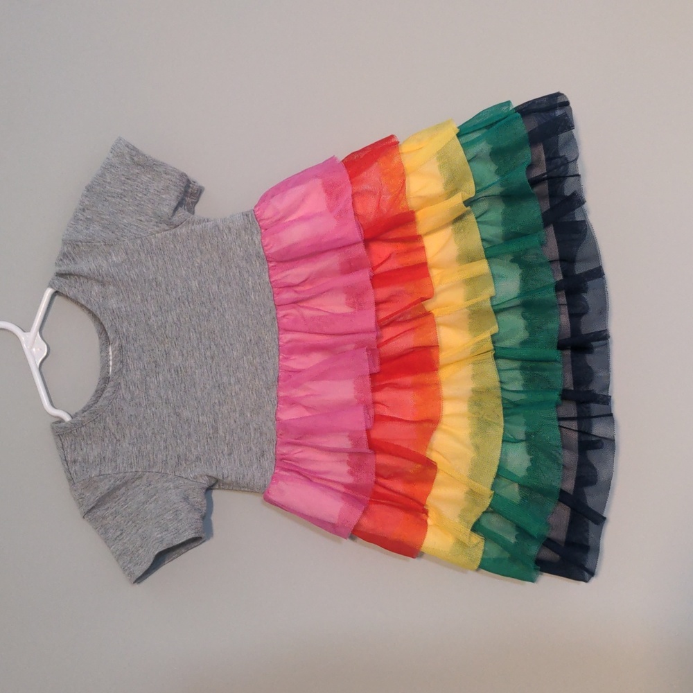 Hanna Anderson Rainbow tiered tulle 2T toddler dress